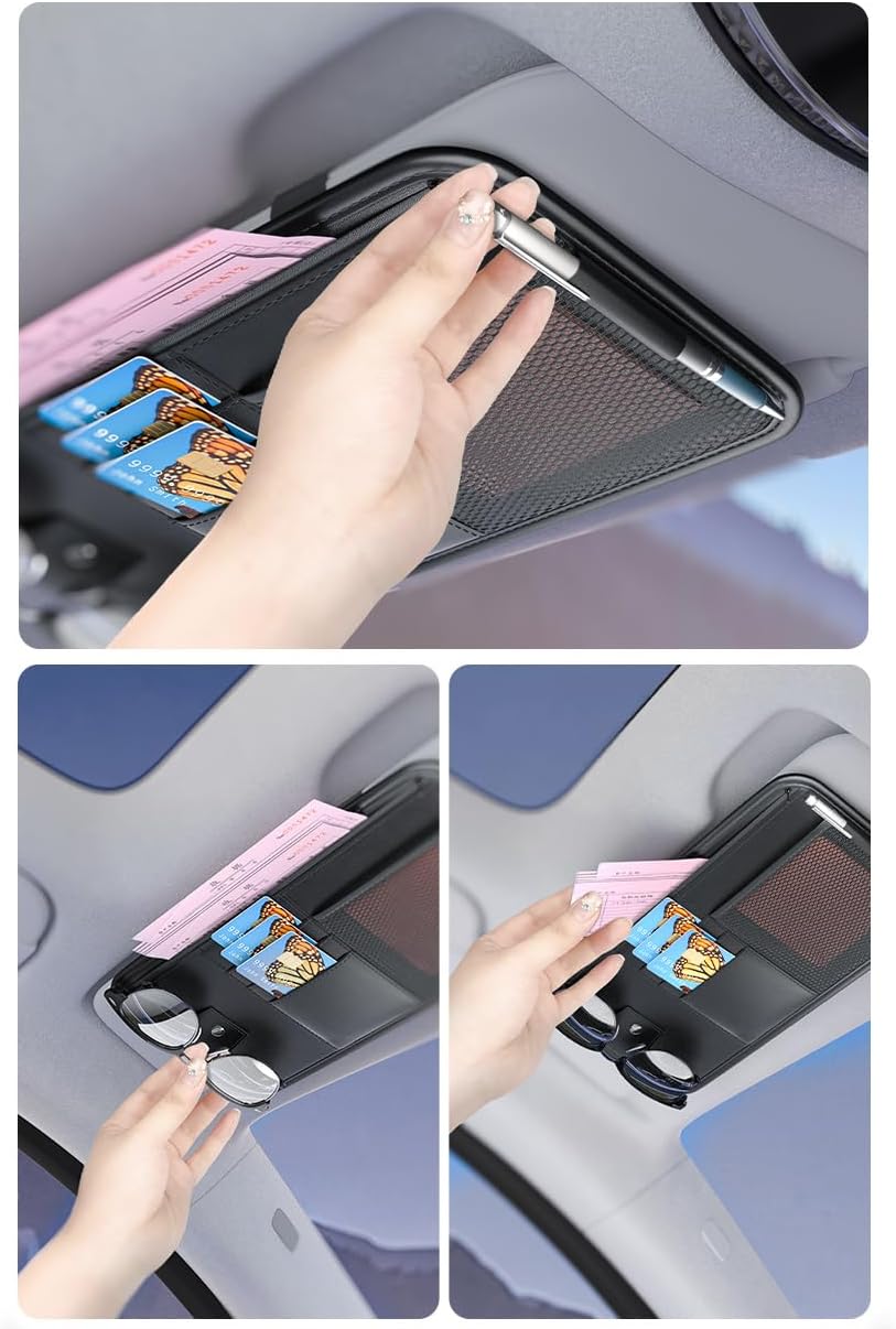 Large Sun Visor Organizer Holder - Car/Truck, Document Holder for Car Registration, License, Insurance Info, Pen, Key