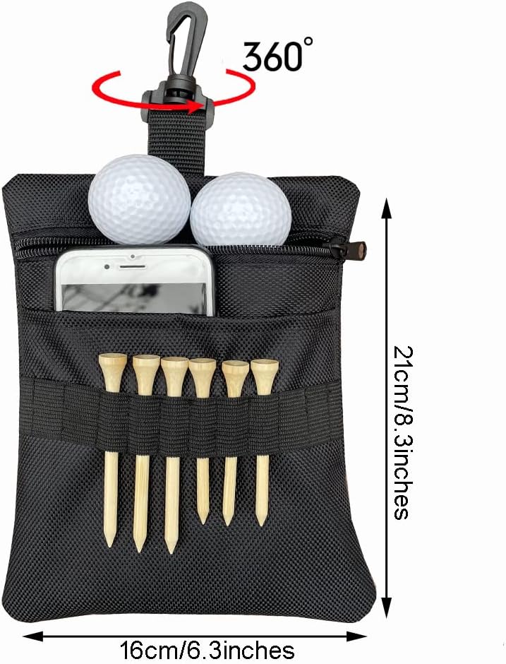 Golf Tee Pouch Bag, Zipper Golf Ball Bag, Accessory Pouch for Men