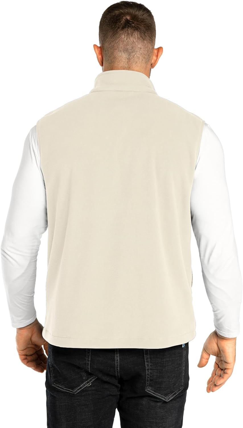 33,000ft Men's Fleece Vest, Lightweight Warm Zip Up Polar Vests Outerwear with Zipper Pockets, Sleeveless Jacket for Winter