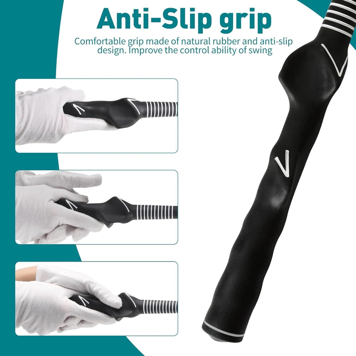 IEKEODI Retractable Golf Swing Trainer, Golf Grip Trainer and Right-Handed Golf Training Aid for Chipping Hitting, Ideal Golf Swing Training Aid with Arm Band for Indoor & Outdoor Use(Black)