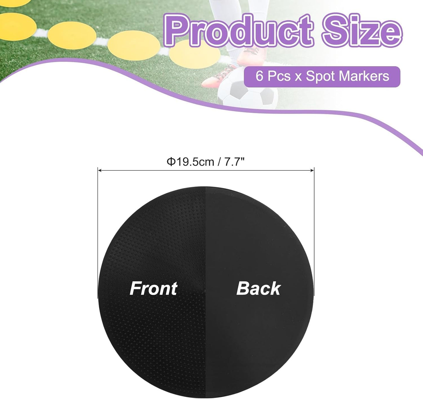 PATIKIL Spot Markers, Non-Slip Floor Dots Agility Markers Flat Field Cone Poly Dot