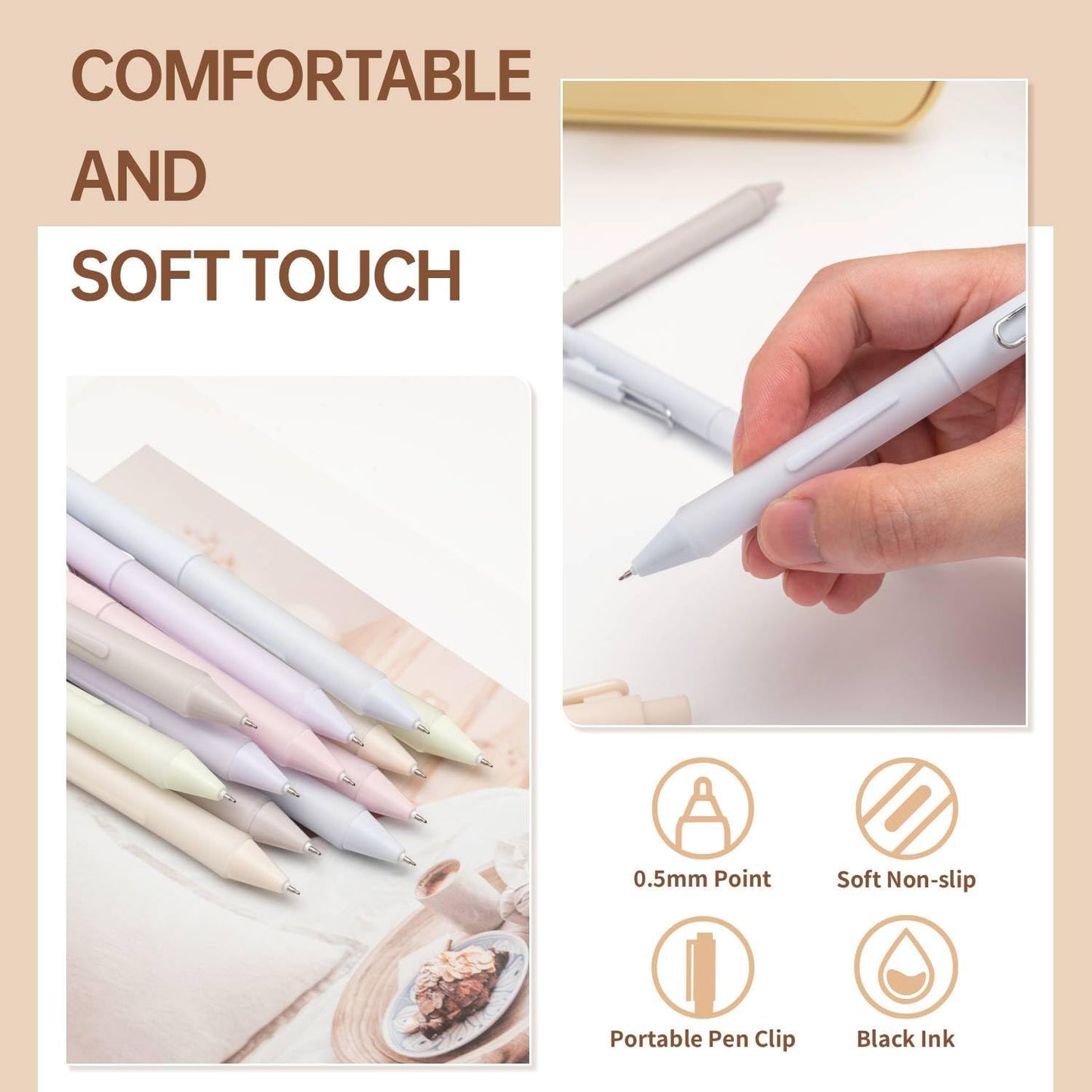 0.5mm Gel Pens Black Ink Pen Gel Retractable Cute Pens for Smooth Writing School Office Supplies (12-count)