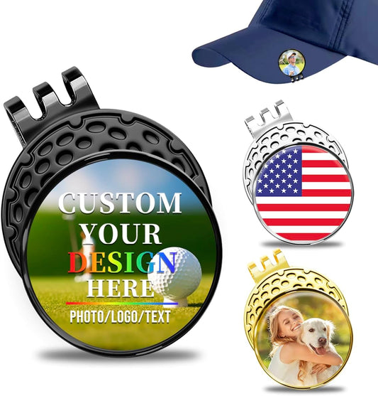 Personalized Golf Ball Marker Hat Clip – Custom Magnetic Marker with Your Photo, Name, Logo or Initials – Unique Golf Gift for Men, Dad, Coach, Golfer