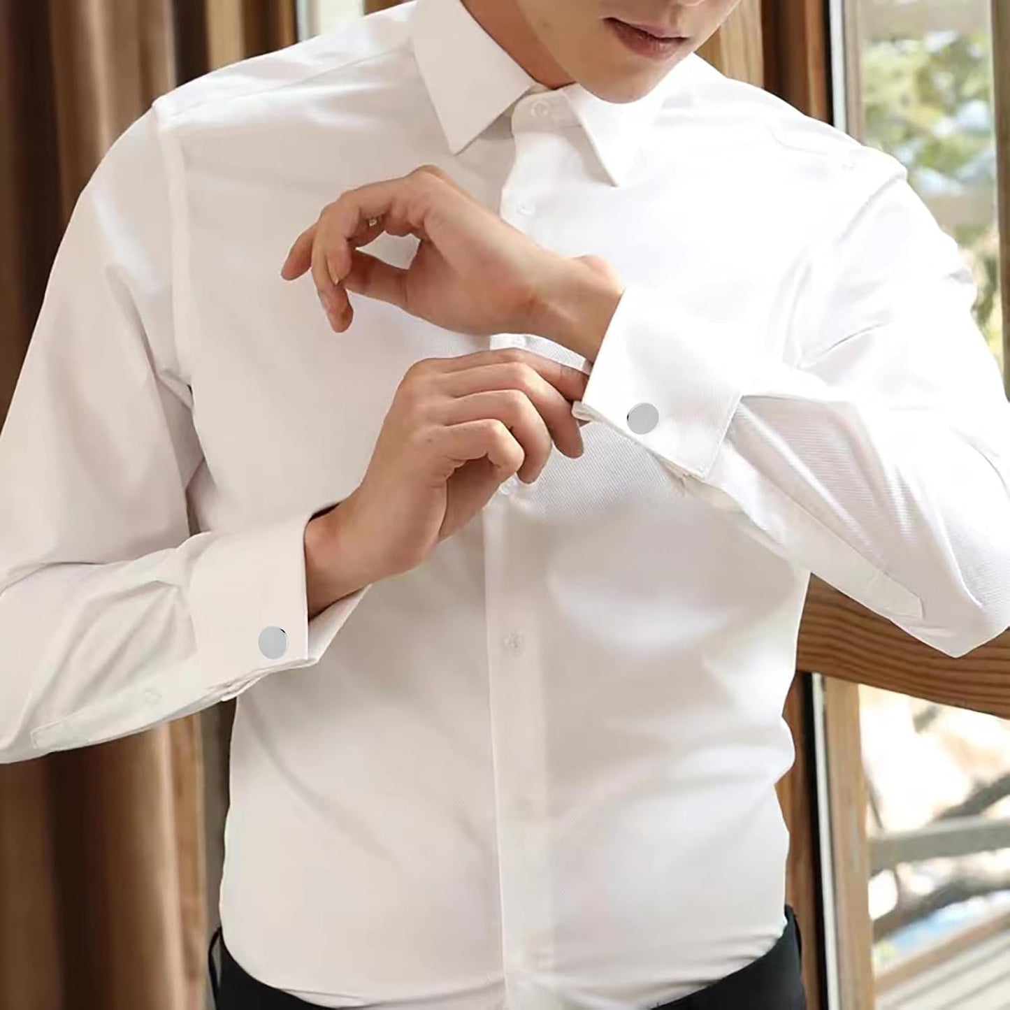 Cufflinks for Men and Tuxedo Shirt Studs Set with Gift Box Stainless Steel Cuff links