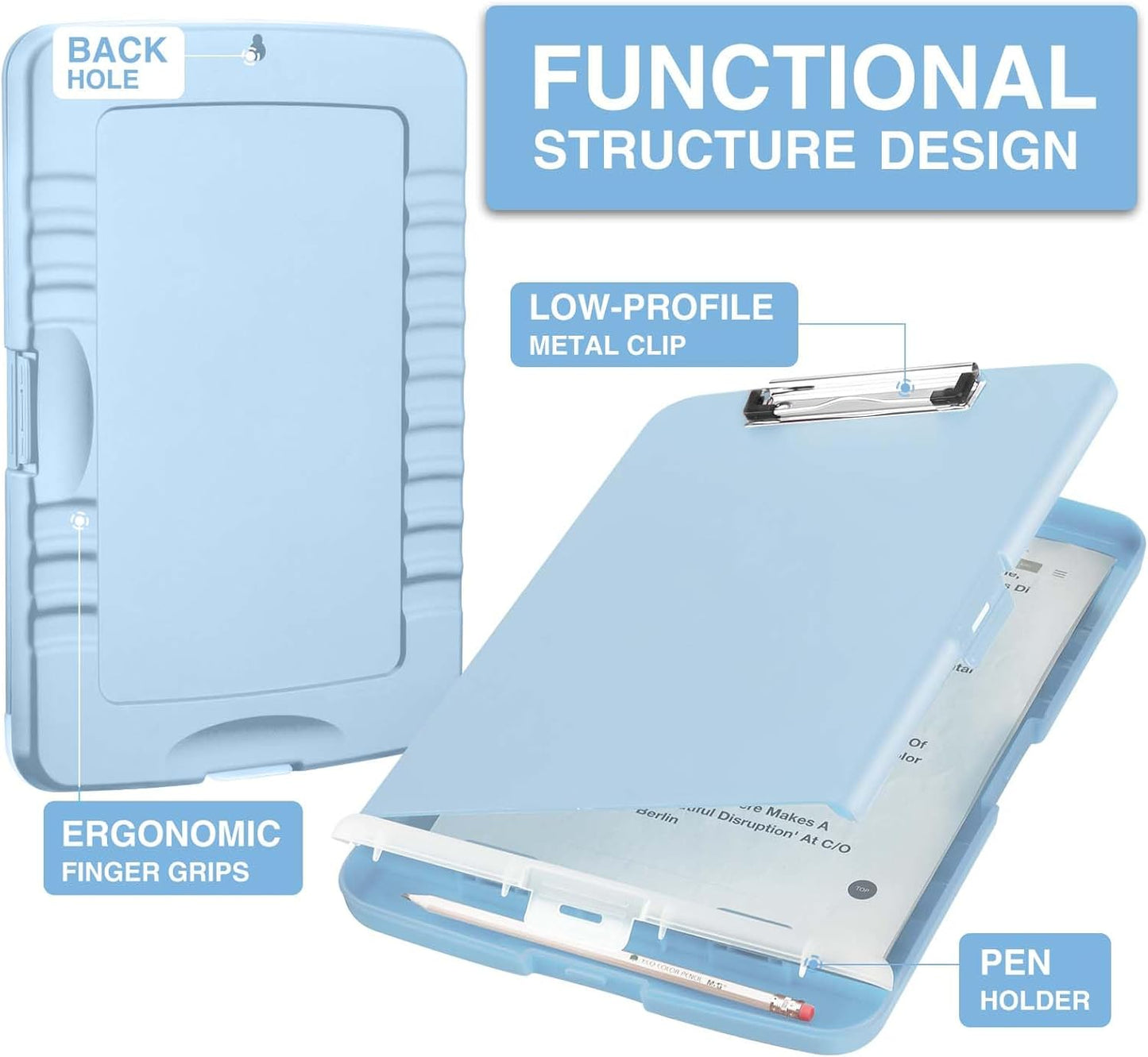 Sooez Clipboards with Storage, High Capacity Clip Boards 8.5x11 with Storage, Heavy Duty Nursing Clipboard Folder, Plastic Clipboard with Pen Holder for Women Teachers Work, School & Office Supplies