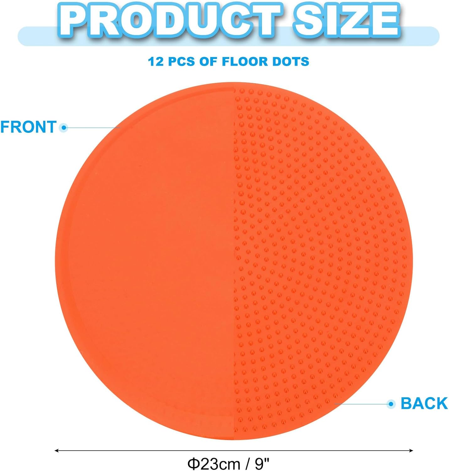 PATIKIL 9 Inch Poly Spot Markers, 12Pcs Non Slip Rubber Floor Dots with Storage Bag Flat Agility Cones for Sports Training Basketball Football