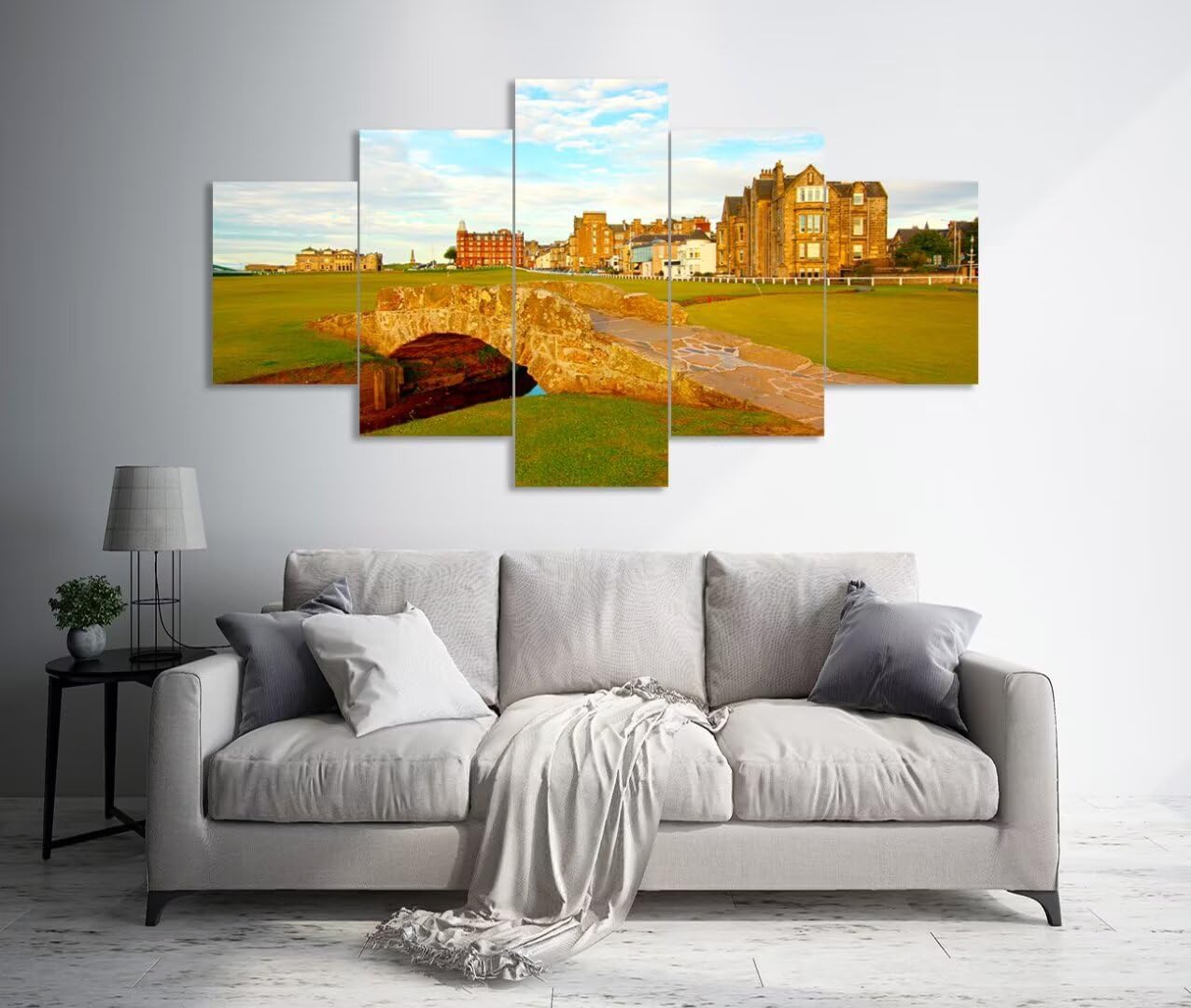 St Andrews Golf Course Wall Art for Living Room Bedroom Home Decorations St Andrews Swilcan Bridge Pictures Posters Framed Artwork Canvas Prints Ready to Hang(50''W x 24''H)