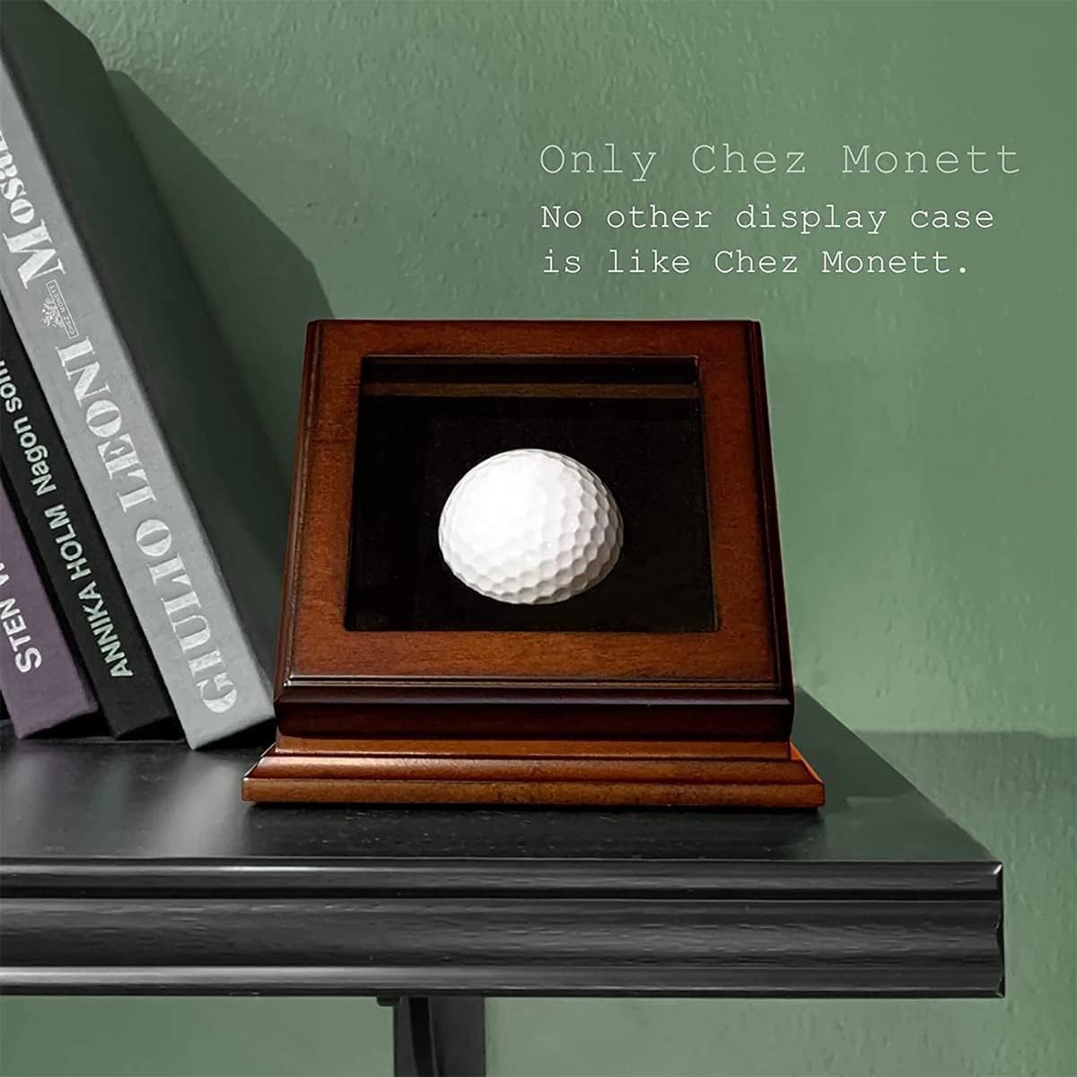 Golf Ball Display Case Hole in One Box - Wood with Glass Lid