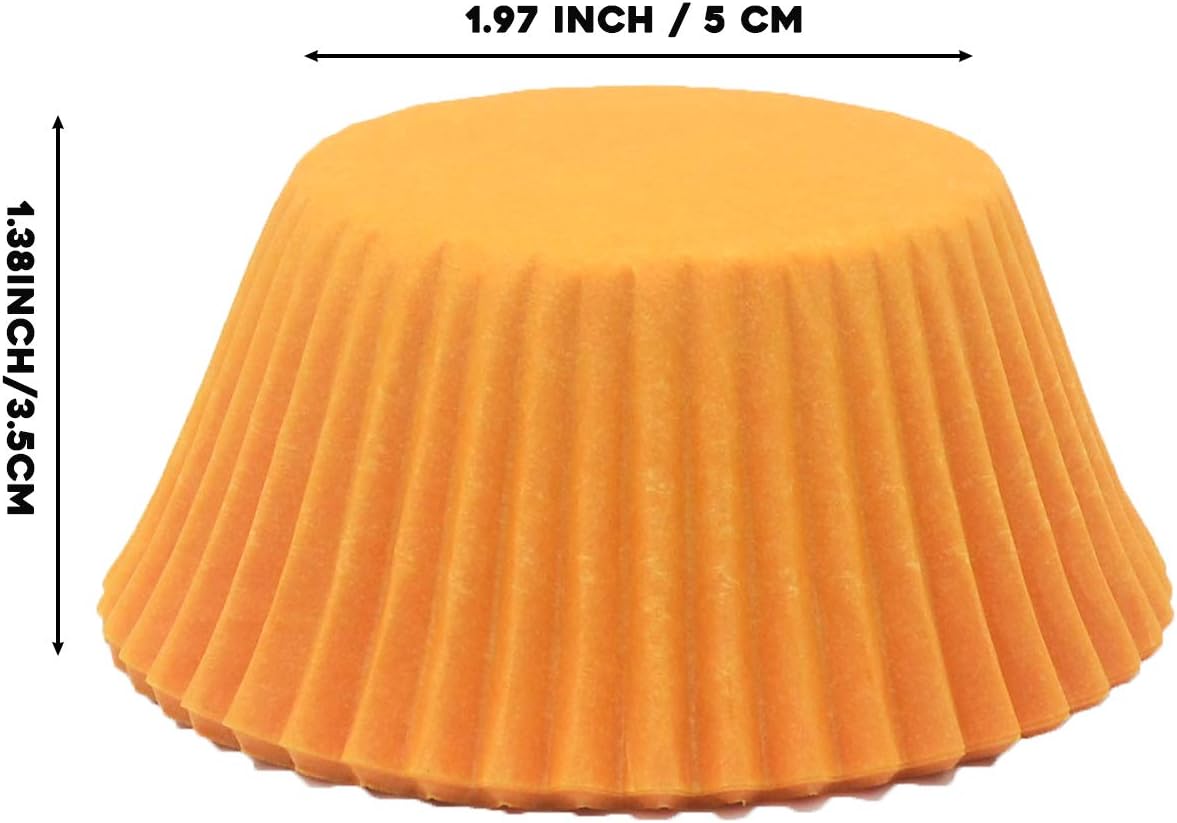 Premium Orange Greaseproof Cupcake Liners Muffin Paper Baking Cups Standard Size, 100-Count