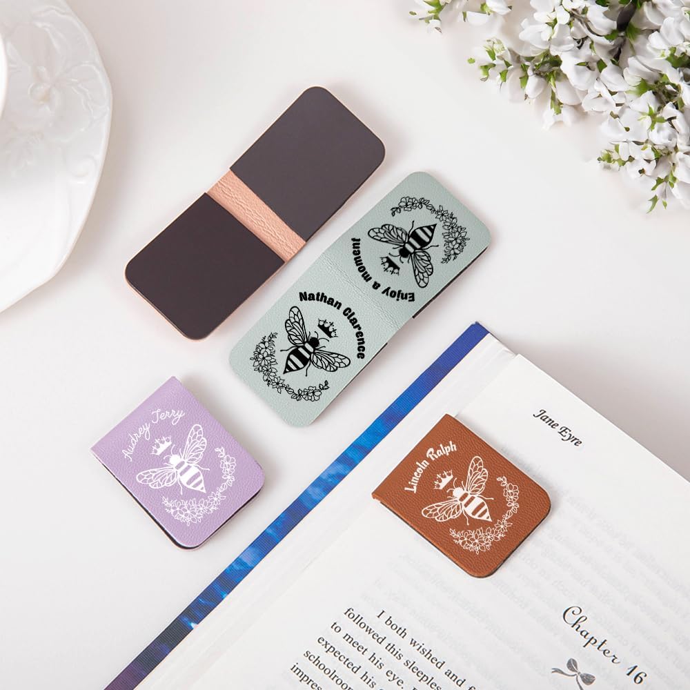 CALLIE Personalized Magnetic Bookmark Clip – Custom Name Reading Gifts for Book Lovers, Birthday Teacher's Day Christmas for Bookworm Gifts (Bee)