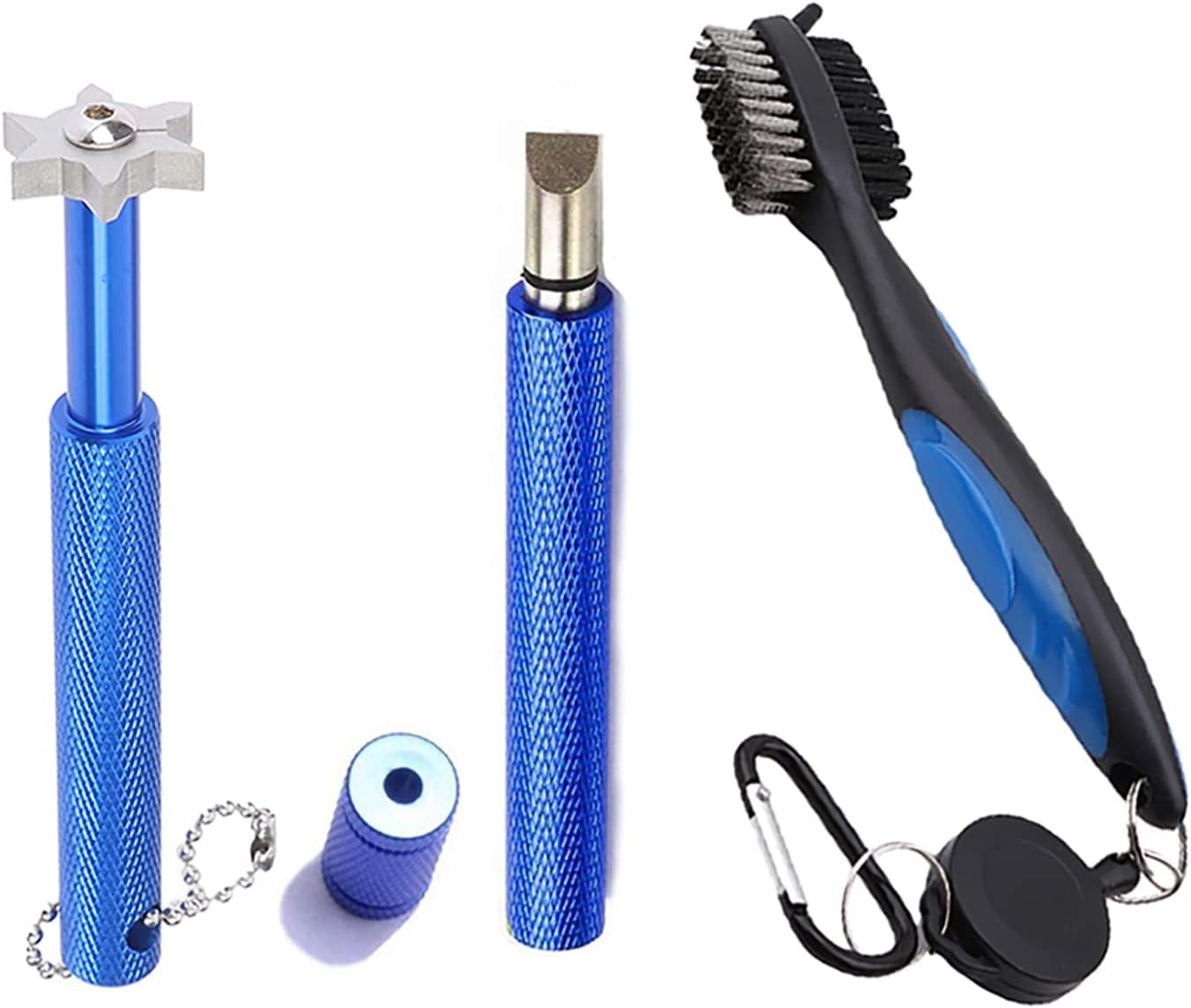VIPMOON Golf Club Groove Sharpener Tool, Golf Brush and Groove Cleaner with Retractable Zip-line Aluminum Carabiner, Groove Sharpener Golf for Wedge & Irons, U & V-Grooves, Golf Accessories for Men