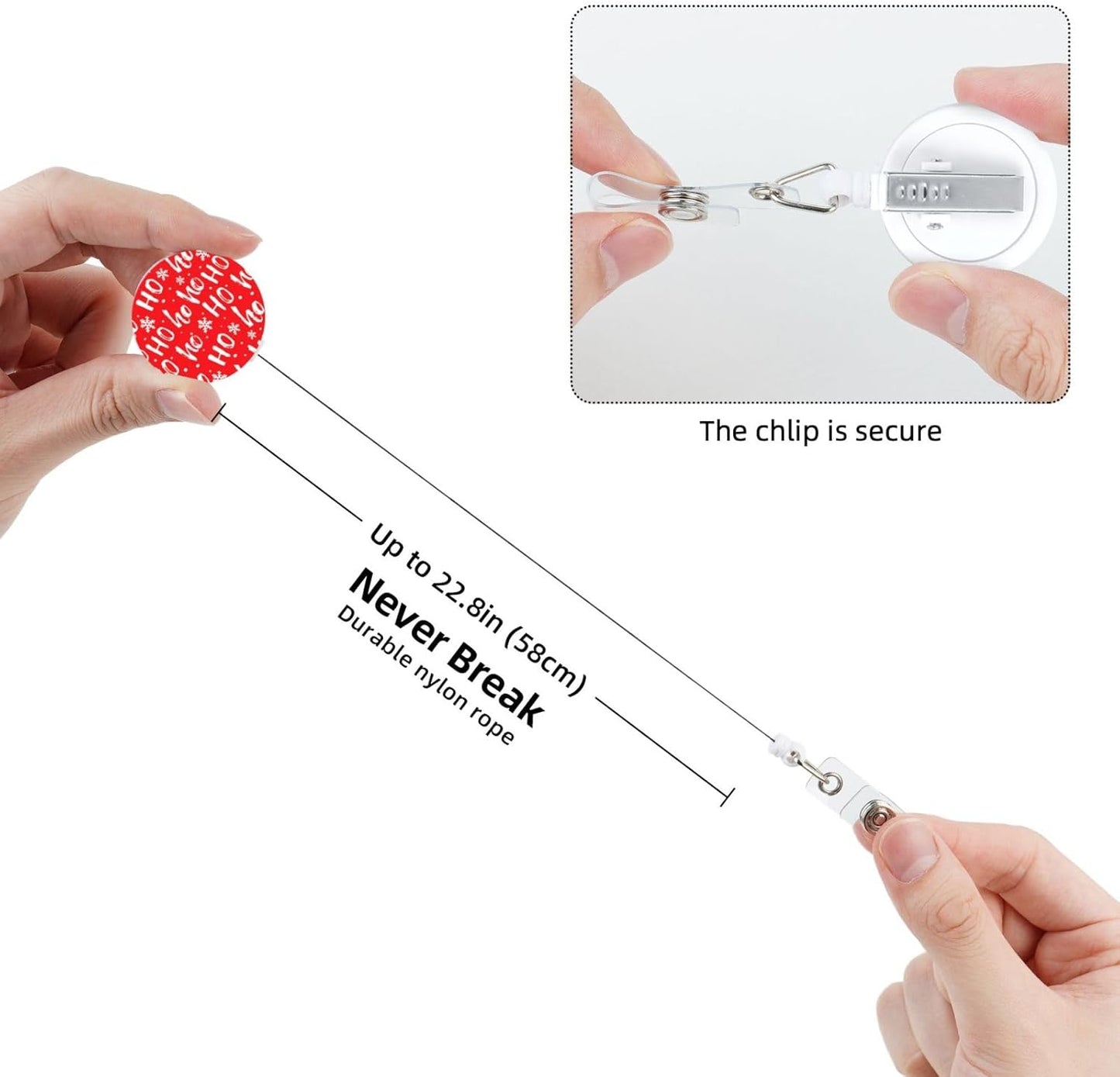 Merry Santa Claus Badge Reels Retractable Badge Holder with Clip for Id Name Tag Office Worker Student Teacher Nurse Doctor