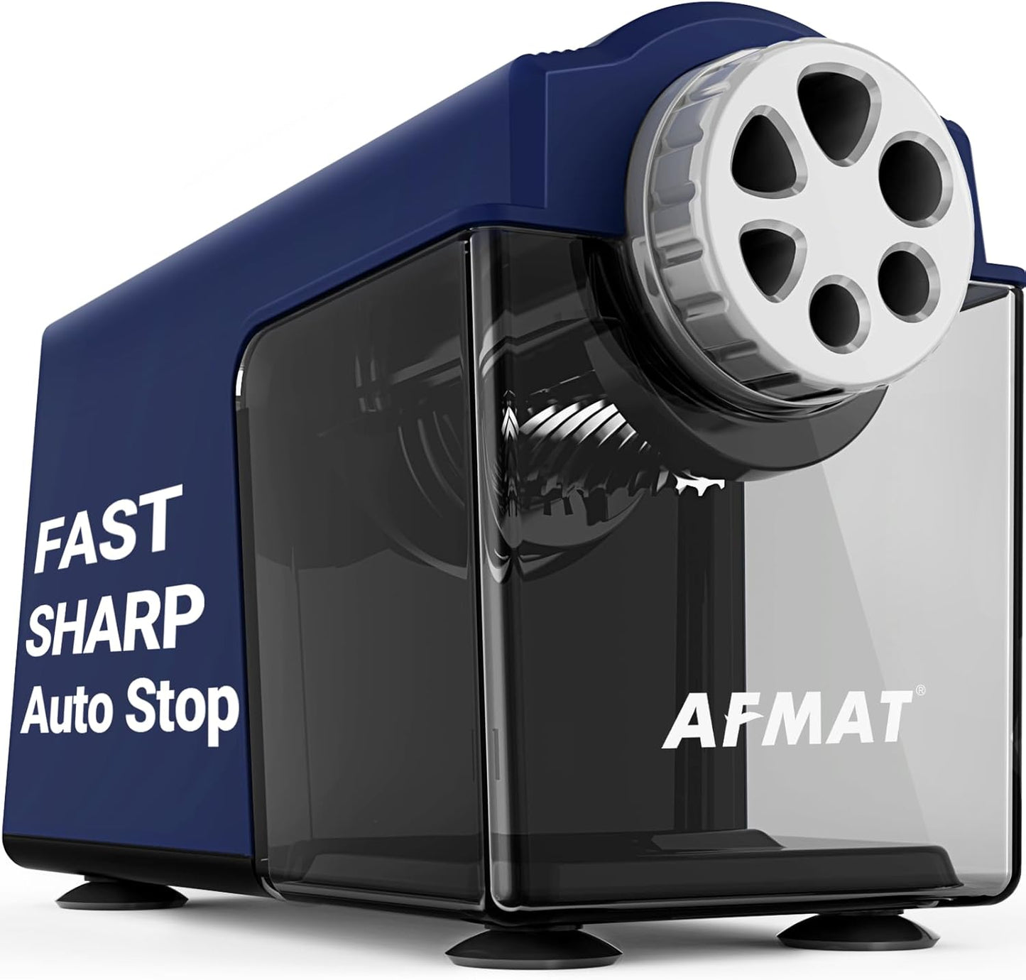 AFMAT PSX4 Electric Pencil Sharpener Heavy Duty, 6-Hole Classroom Pencil Sharpener for 6-11mm Pencils, Auto Stop Pencil Sharpeners Plug in, 10000 Sharpenings, Save Colored Pencils, Blue