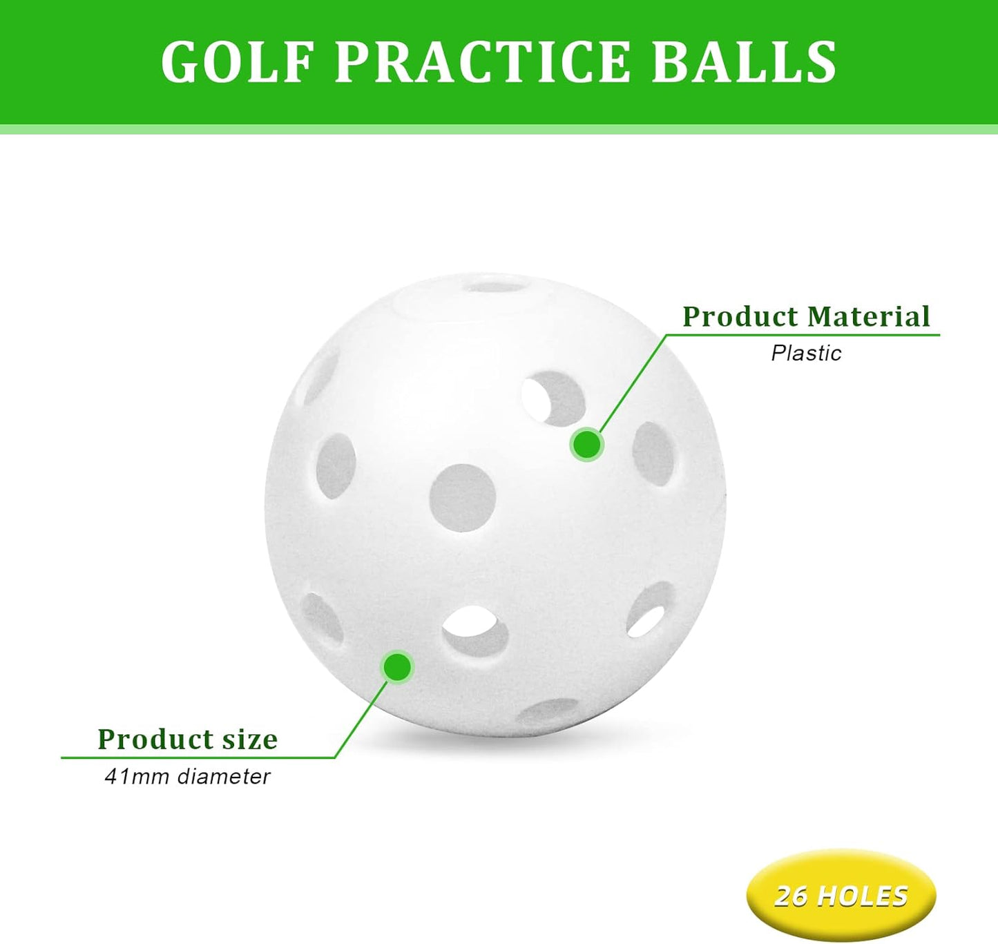 Plastic Golf Balls Practice Limited Flight Golf Training Ball Hollow Swing Practice Indoor Golf Balls with Mesh Drawstring Bag for Backyard Driving Range or Outdoor
