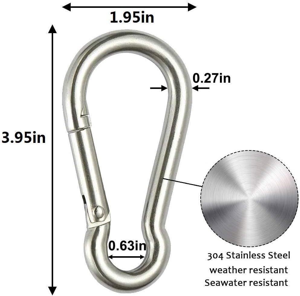 Large Spring Snap Hook Carabiner, 304 Stainless Steel Heavy Duty Carabiners Clip, Stainless Steel Spring Snaps Hooks Carabiners Outdoor