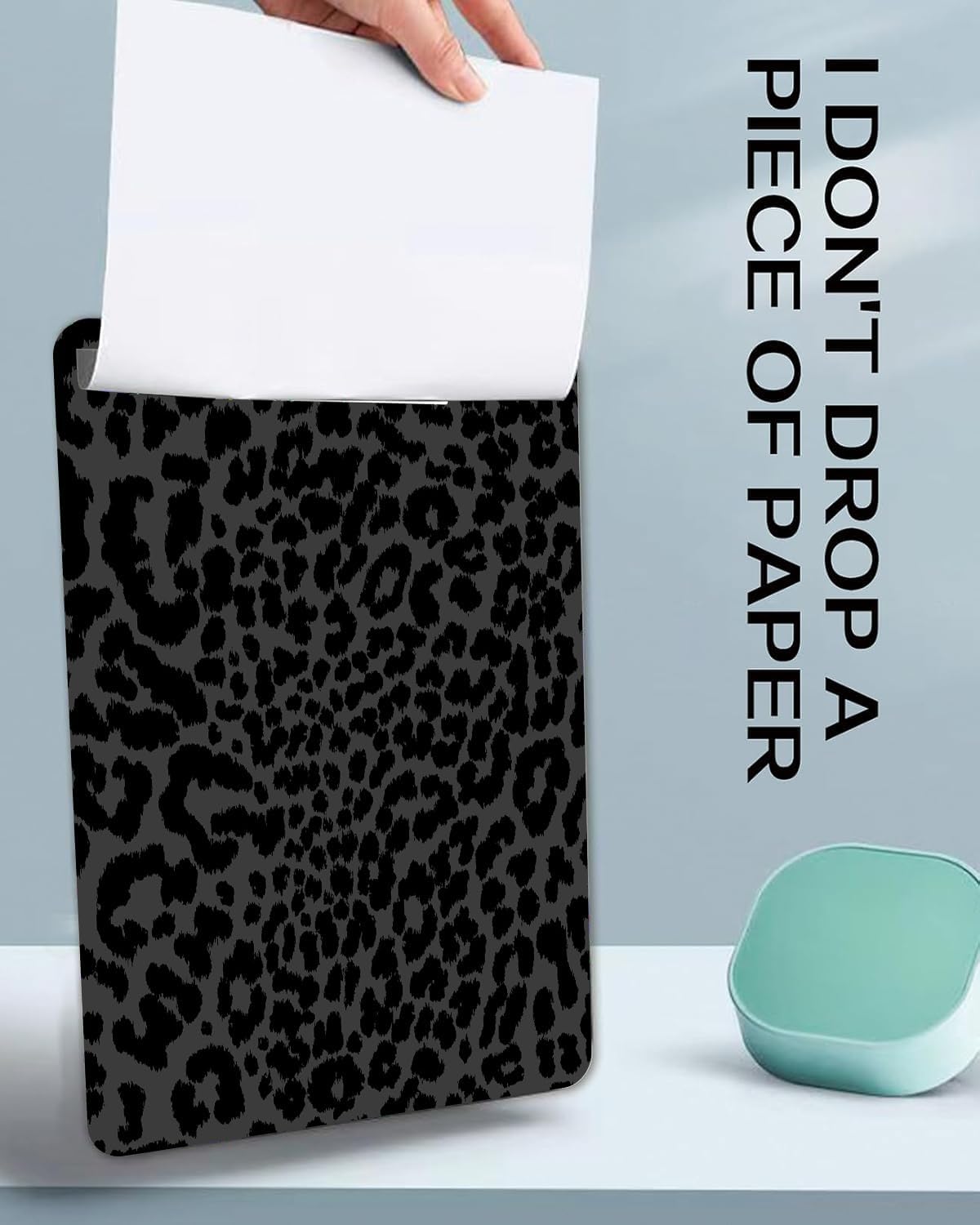 Fashion A4 Clipboard, Standard Letter Size 9" x 12.5", Decorative Wooden Clipboard with Low Profile Metal Clip for Office, School, Teachers, and Students, Black Leopard Wild Animal Cheetah