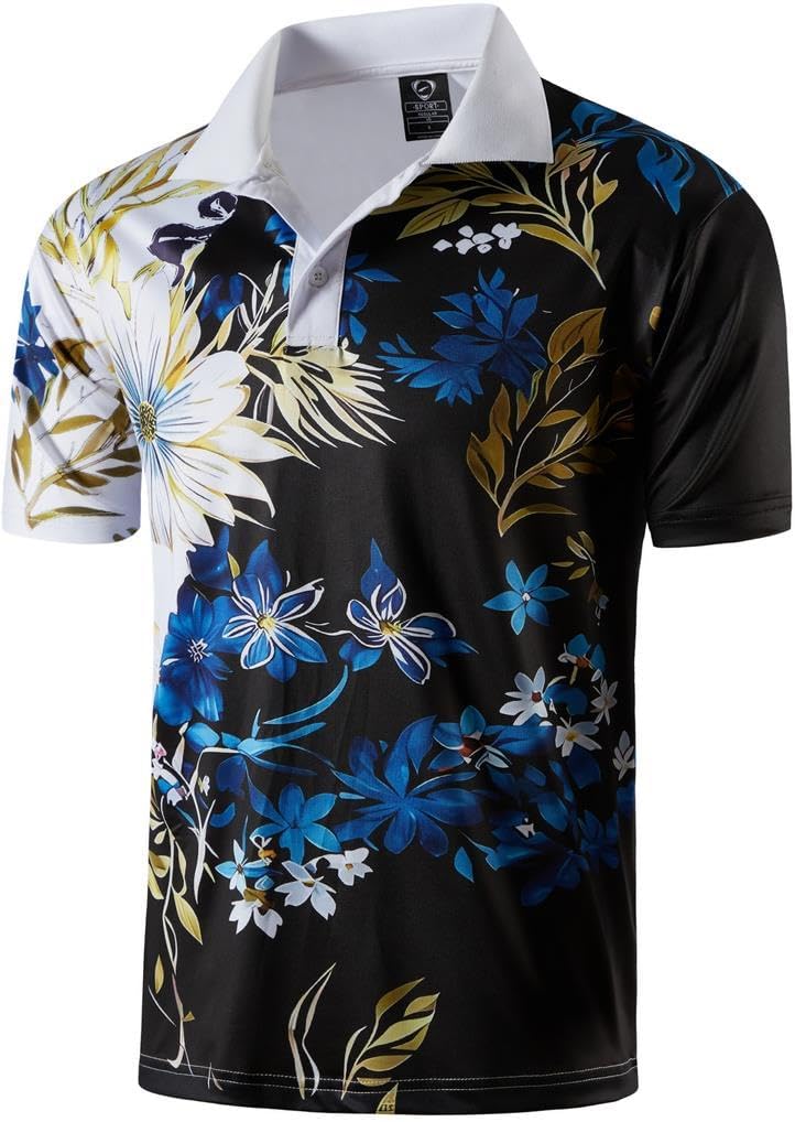 jeansian Men's Sport Outdoor Quick Dry Fit Short Sleeves Polo Tee Shirt Tshirt T-Shirt Tops Golf Tennis Bowling LSL195