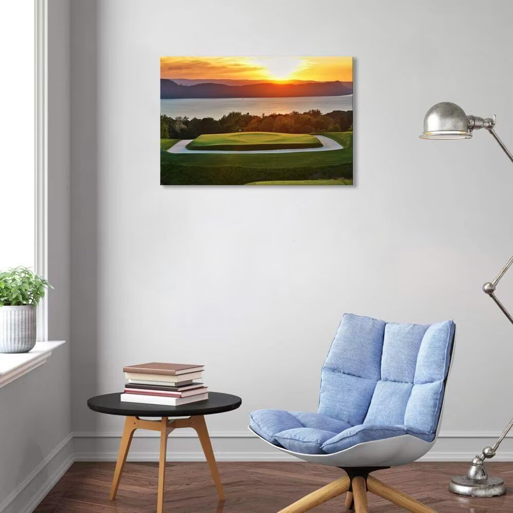 chenchenArt Sleepy Hollow 16 Hole Golf Course Wall Art for Living Room Bedroom Bathroom Home Decorations Sleepy Hollow Golf Course Picture Poster Canvas Prints Framed Ready to Hang(28''H x 44''W)