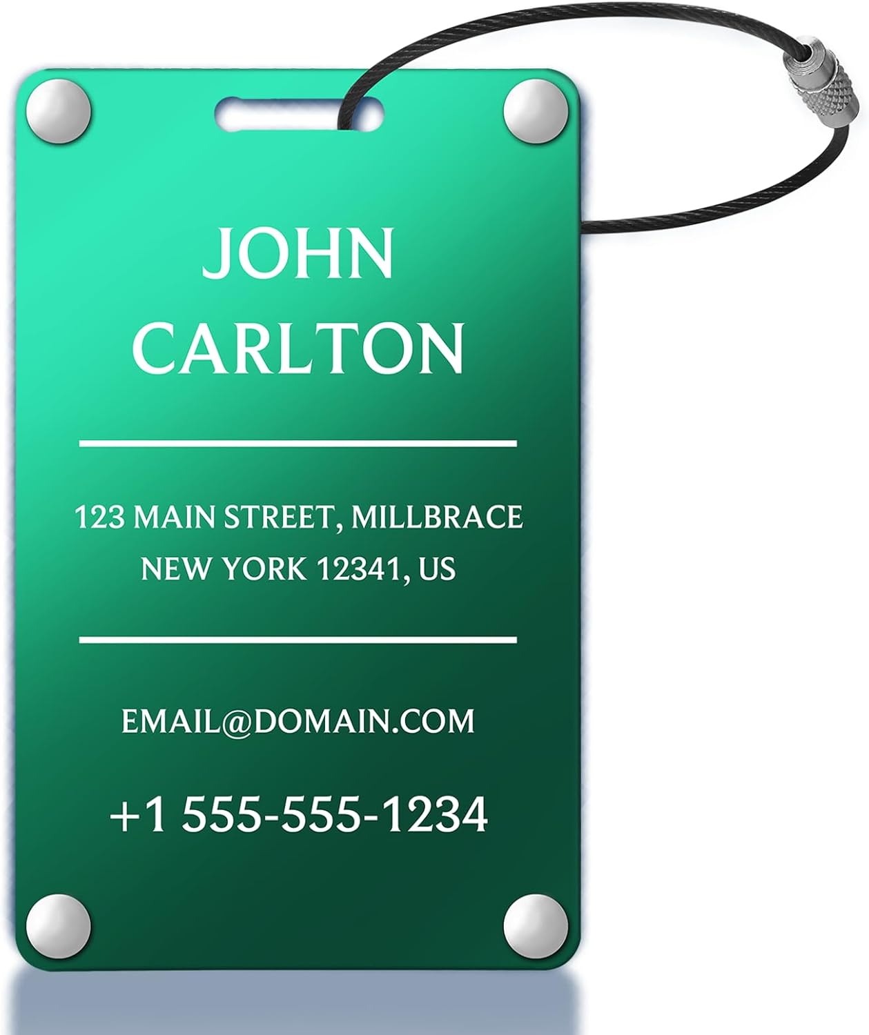 Personalized Luggage Tags for Suitcases - Aluminum Custom Luggage Tags for Backpacks & Bags, Sturdy, Waterproof & Heavy Duty (Green/Card-Sized)