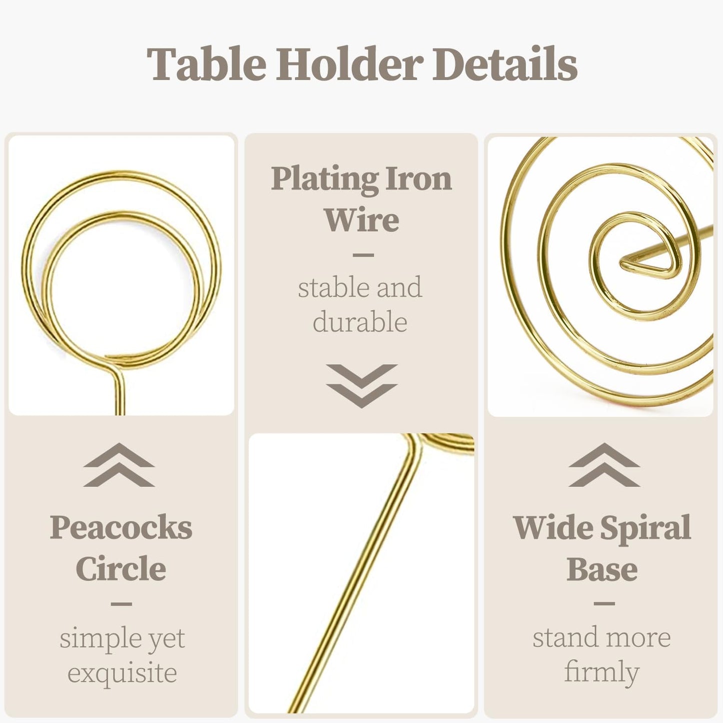 Table Number Holders 20Packs - 3.35 Inch Table Number Stands Place Card Holder for Wedding Party Graduation Reception Restaurant Home Photo Picture Office Memo (Gold, 3.35")