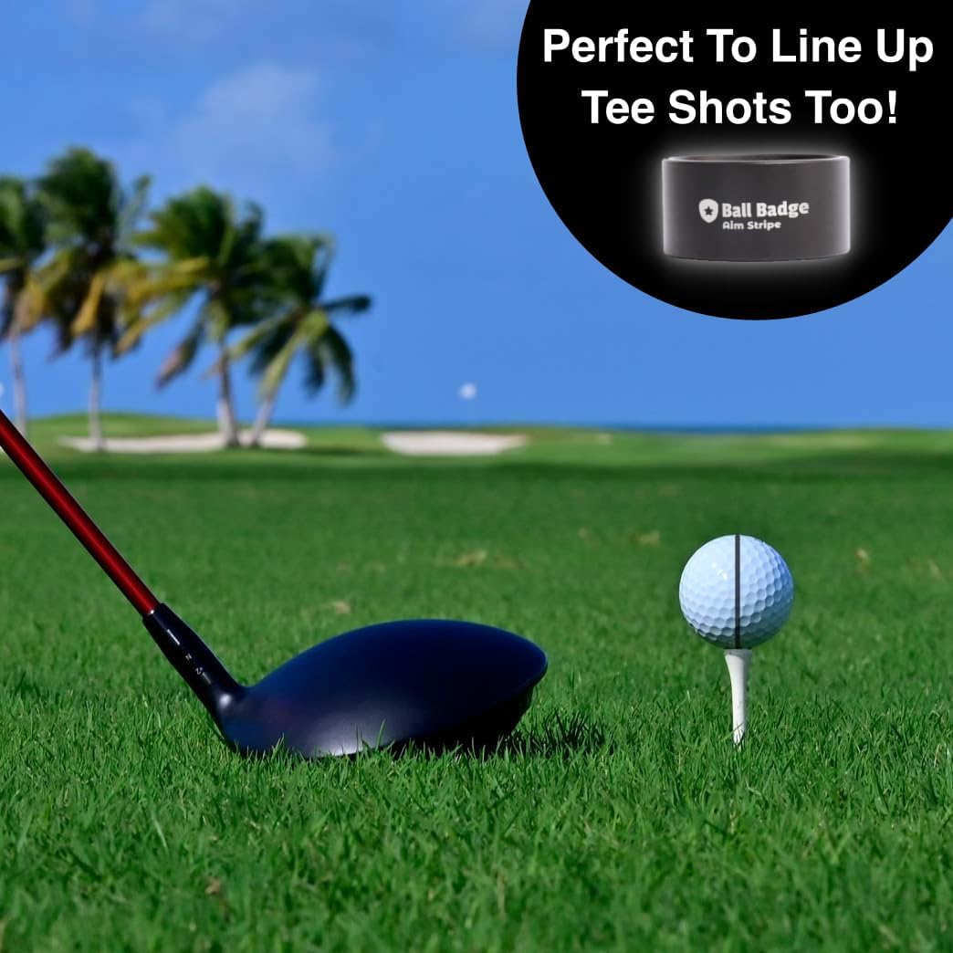Ball Badge Aim Stripe - 360 Degree Golf Ball Line Marker Kit with Golf Bag Attachment for Perfect Alignment and Precision Putting