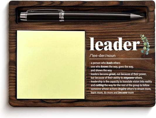 Leadership Gifts for Women Men, Appreciation Gifts for Leader Boss Mentor Manager, Leader Definition Sticky Note Holder Office Home Decor