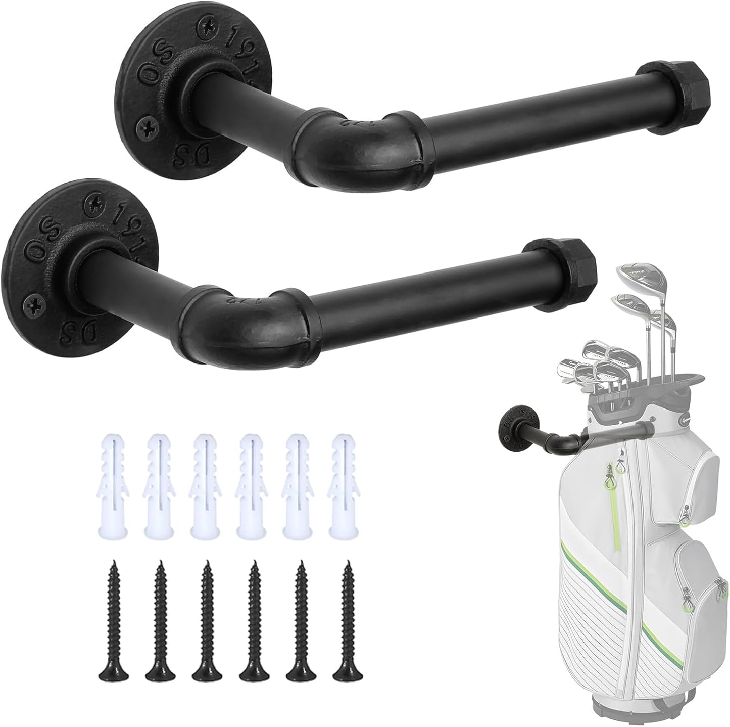 BiJun Golf Bag Organizer, Golf Bag Storage Organizer for Garage Wall Mount Golf Bag Holder Rack Stand Golf Bag Storage Rack Hangers for Storage Space for Garage