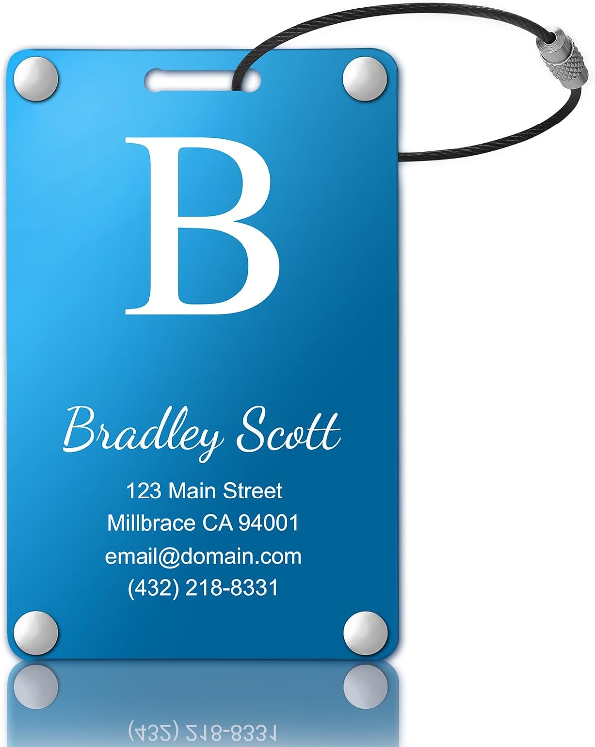 Personalized Luggage Tags: Custom Metal Luggage Tags for Suitcases, Backpacks and Bags with Your Personalized Text (Blue)