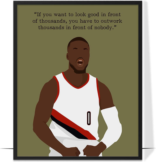 LOLUIS Motivational Basketball Superstar Hand-Drawn Artwork Sport Quote Wall Art Decorations (Unframed 16"x20", Basketball Player 5)