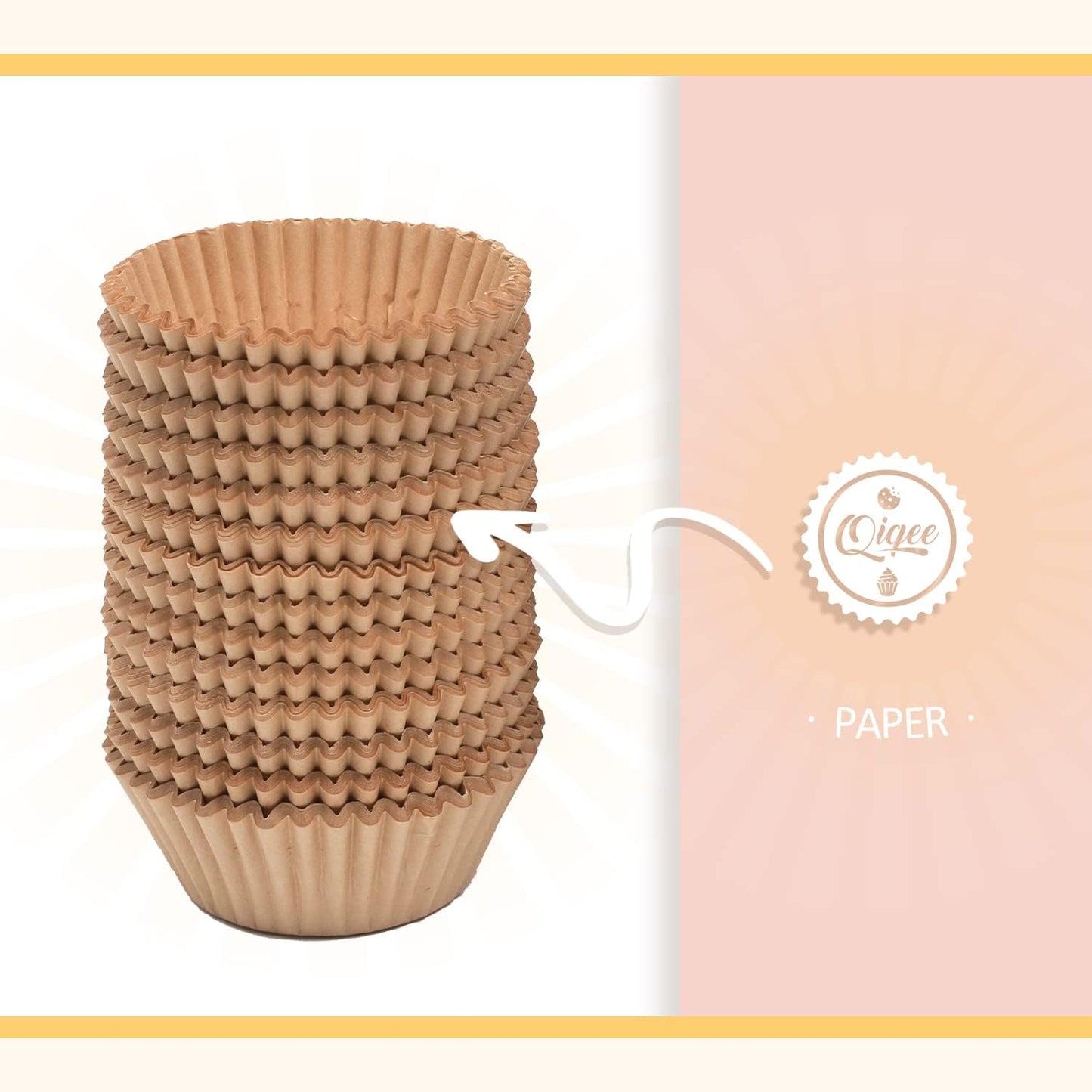qiqee 600 Count Large Size Cupcake Liners Natural Muffin Liners Food Grade Jumbo Baking Cups Paper No Smells (Large Size)