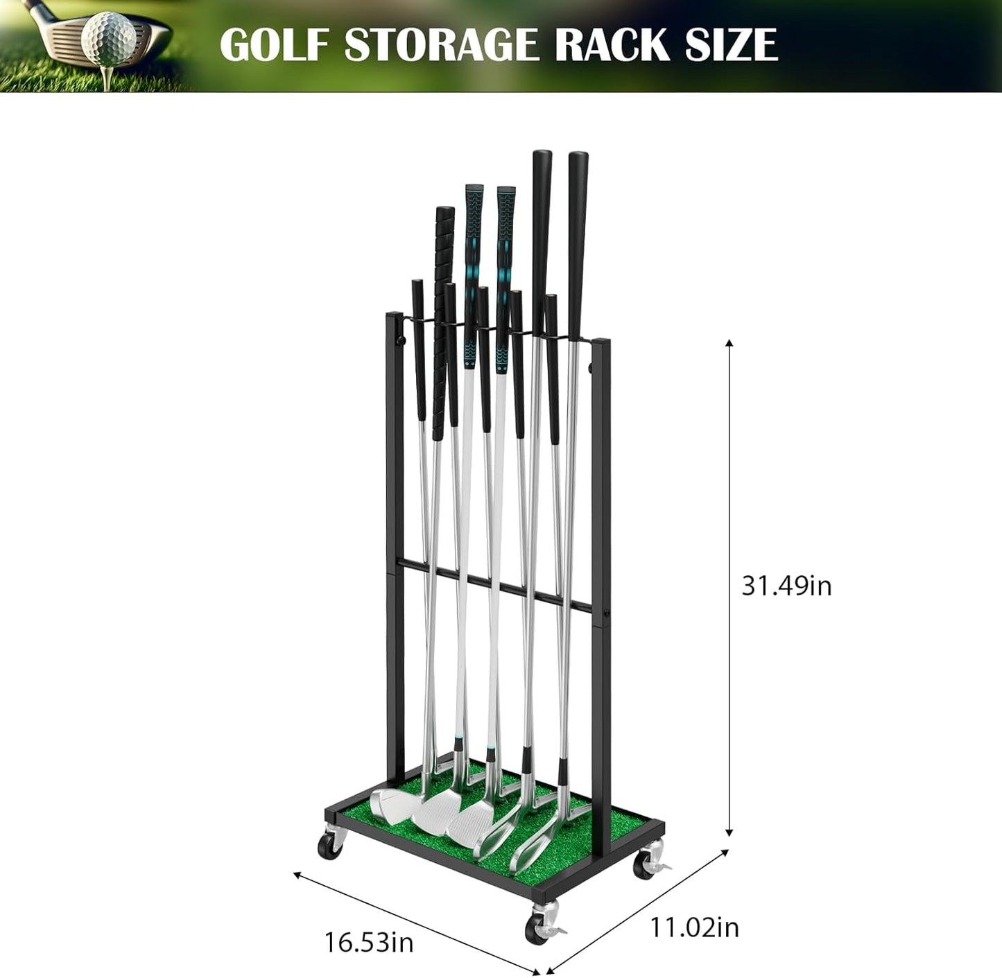 OYEAL Golf Club Holder Stand, Golf Ball Holder Display for 10 Cues, Golf Club Storage Organizer for Garage, Home Club Simulator, Golf Accessories/Gifts for Men Golfers, Black