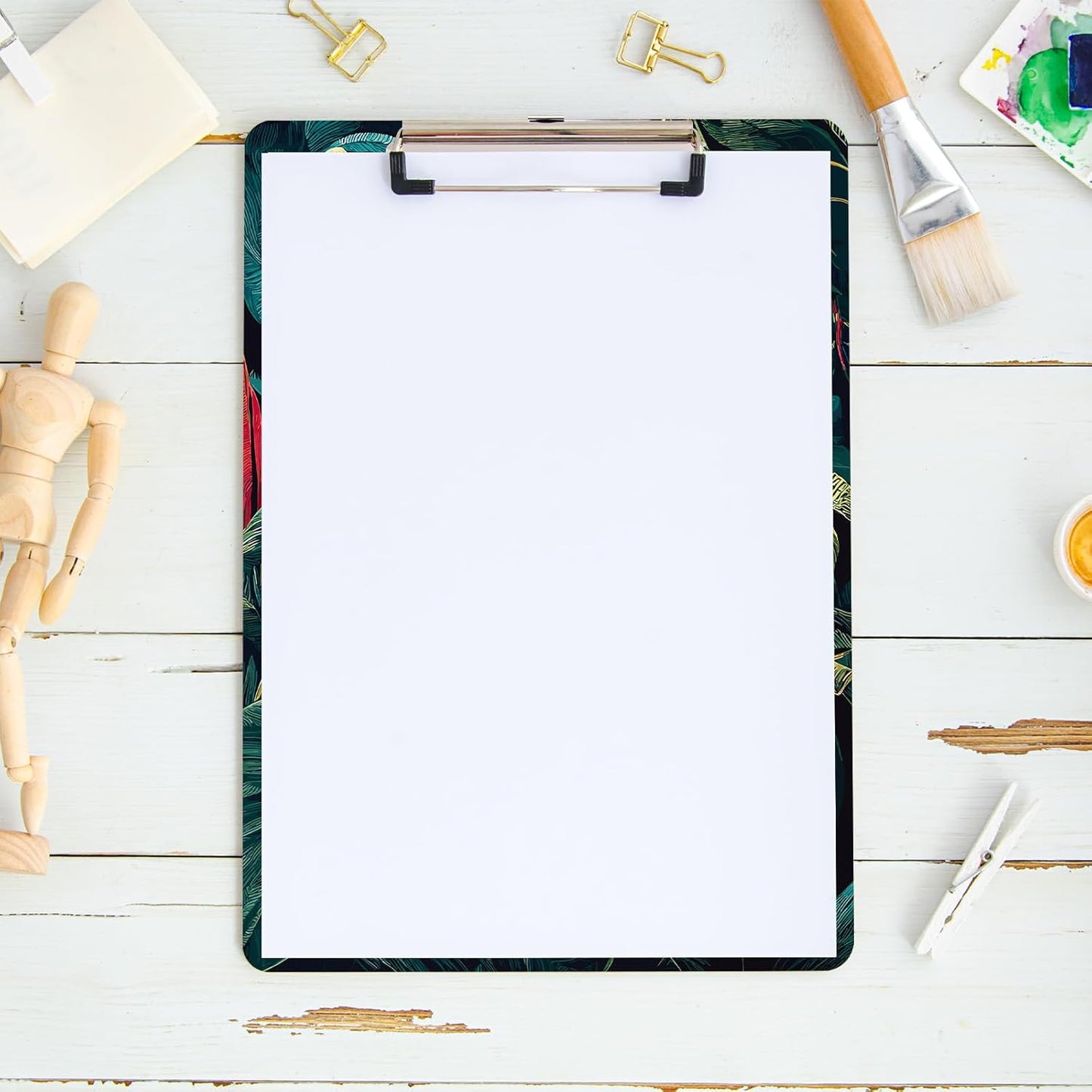 Macaws and Flowers Plastic Clipboards with Low Profile Clip 12.5 x 8.7 Inch Multi Color Plastic Clipboards - Clear Clipboards Bulk Classroom Holds 100 Sheets