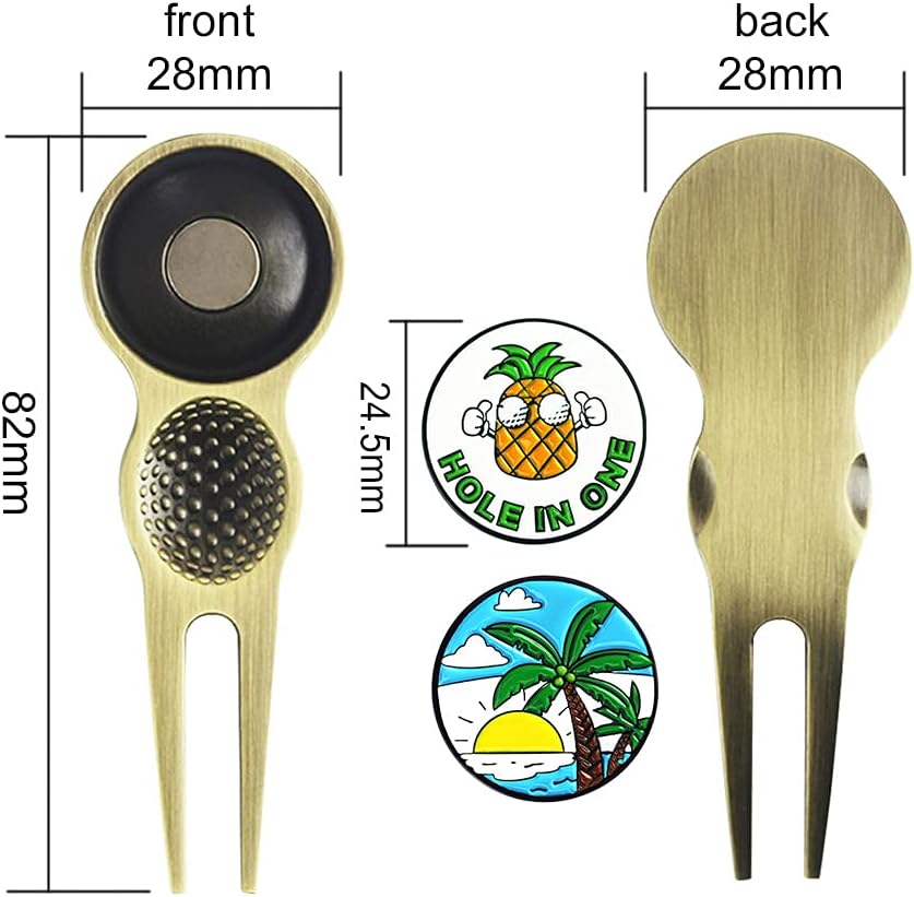 Golf Divot Repair Tool with Removeable Golf Ball Marker Golf Gift for Men Women