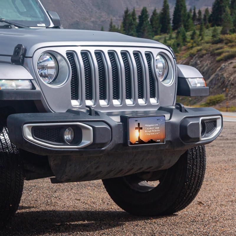 Unique Vanity License Plates | 16 Individual Designs | 3 Sizes (Automobile, Golf Cart, Motorcycle/Bike) | Made in U.S.A. | Custom Car Tags (Philippians 4:13, Standard (12" x 6"))