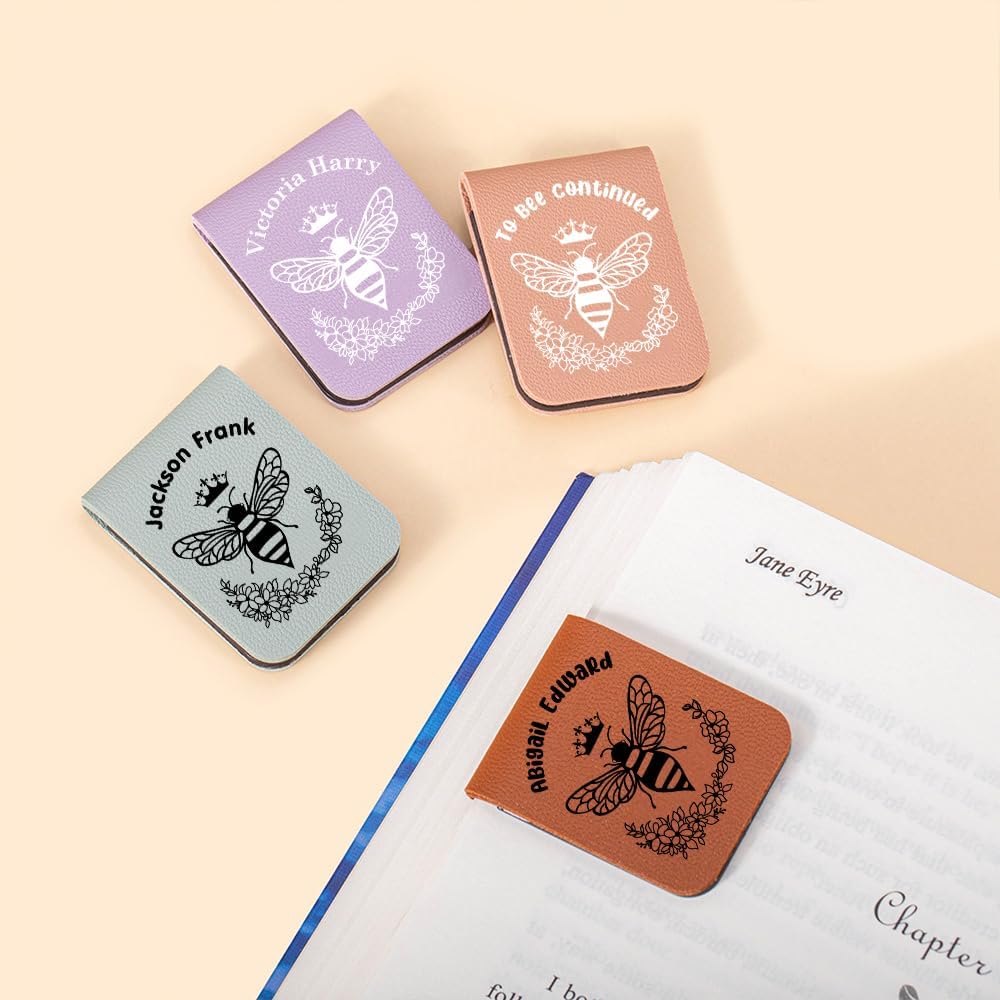 CALLIE Personalized Magnetic Bookmark Clip – Custom Name Reading Gifts for Book Lovers, Birthday Teacher's Day Christmas for Bookworm Gifts (Bee)