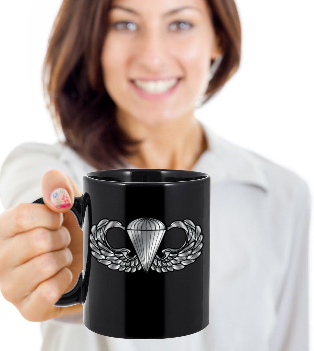 U.S. Army Airborne Coffee Mug - Parachutist Badge - Paratrooper Wings (Black, 11oz)