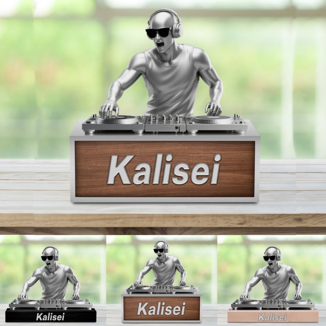Personalized DJ Desk Ornament Music Studio Desk Name Plate Custom Name DJ Singer Figurine Trinket Musician Playing Discs Sign Music Lovers Acrylic Plaque Gift for Men Women