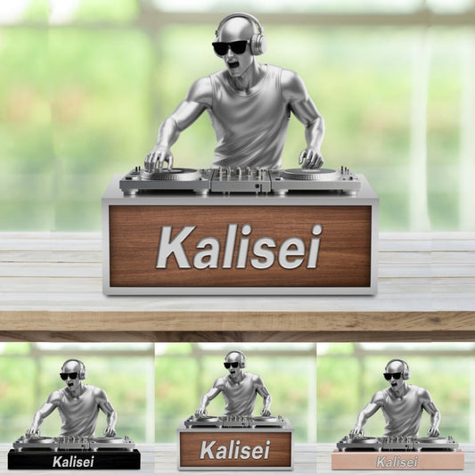Personalized DJ Desk Ornament Music Studio Desk Name Plate Custom Name DJ Singer Figurine Trinket Musician Playing Discs Sign Music Lovers Acrylic Plaque Gift for Men Women