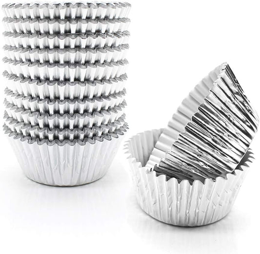 Silver Cupcake Liners for Baking,GOLF 500 Pack Standard Size Silver Foil Cupcake Liners Wrappers Metallic Baking Cups,Muffin Paper Cases