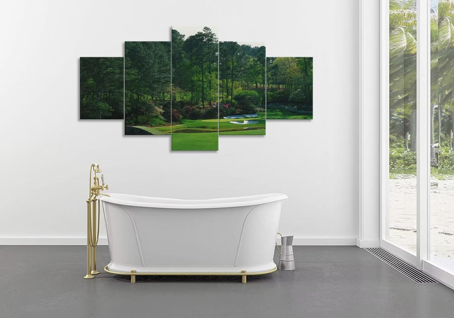 chenchenArt Augusta National Golf Course Wall Art for Living Room Bedroom Bathroom Home Decorations Augusta Golf Course Pictures Canvas Prints Framed Ready to Hang(60''W x 32''H)