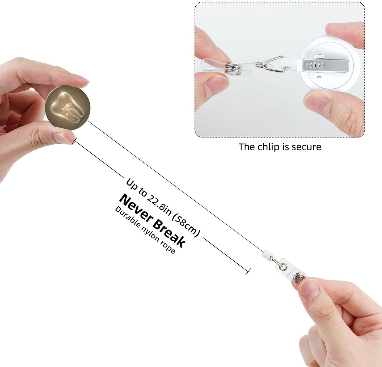 Tooth Dentistry Dental Dentist Badge Reels Retractable Badge Holder with Clip for Id Name Tag Office Worker Student Teacher Nurse Doctor