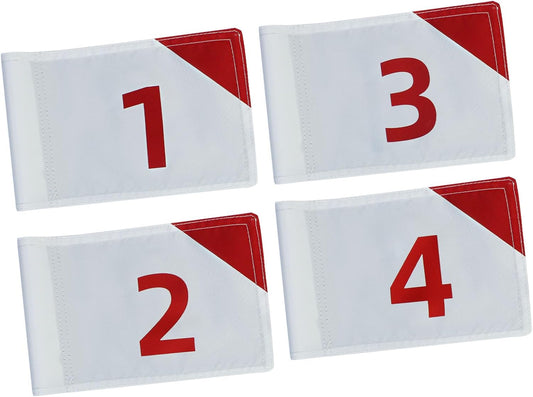 Crestgolf 4 PCS Mini Golf Flags for Yard, All 8x6 Inch, Upgraded Dual-Layer 420D Nylon, Double Sided Printing, Numbered 1-4 Golf Pin Flags for Practice Putting Green with Tube Inserted