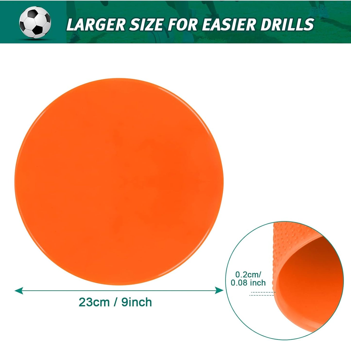 Poly Spots Spot Markers for Gym Floor 9 inch Flat Cones 12/24Pcs Non Slip Rubber Floor Dots for Kids Soccer Basketball Sports Speed Agility Training, Preschool Classroom Activities