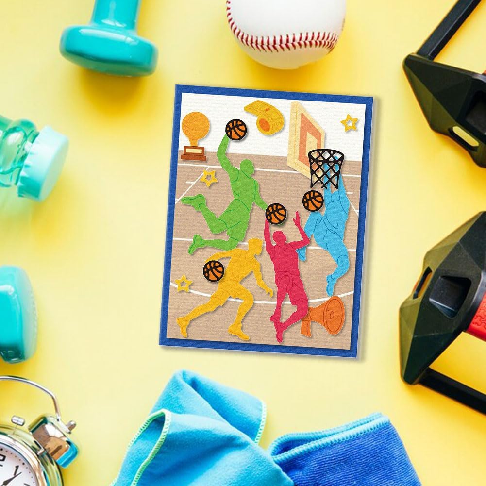 Basketball Player Cutting Dies Sports Season Card Making Die Cut Carbon Steel Die Cuts Stencils Card Scrapbooking Embossing Template for DIY Paper Craft Making Album Gift Invitation Decor