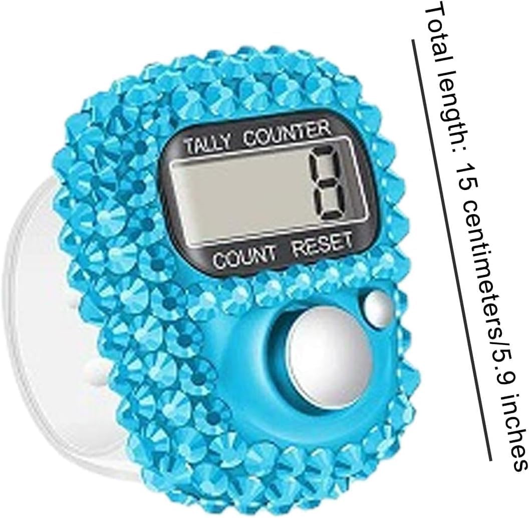Jowxsx Blue Electronic Finger Tally Counter, Convenient Finger Clicker Counter, Portable Digital Display Tally Counter, Resettable Mini Lap Counter for Golf Goods Counting Lap Knitting Accessories