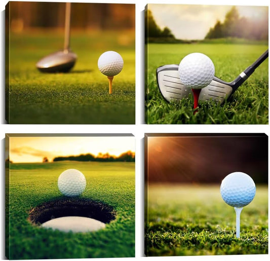 Pankila Golf Wall Art Sunrise Golf Pictures Canvas Prints Golf Course Wall Decor for Living Room Bedroom Bathroom Home Decorations Painting Framed Artwork Ready to Hang (16''W x 16''H x 4)