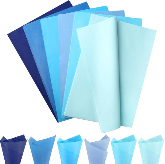 VGOODALL 450 Sheets Blue Tissue Paper, 11.5×8 Inch Gift Wrapping Paper Bulk for Christmas Birthday Decor DIY Project Crafts, 6 Colors