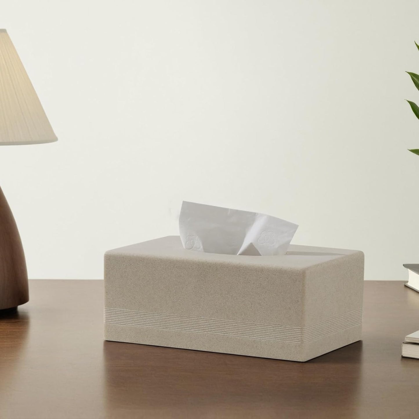 Tissue Box Cover Rectangle, Resin Facial Tissues Holder Covers Rectangular Toilet Paper Holder Case Dispenser Home Decorative for Bathroom Kitchen Bedroom Living Room Office (Beige)