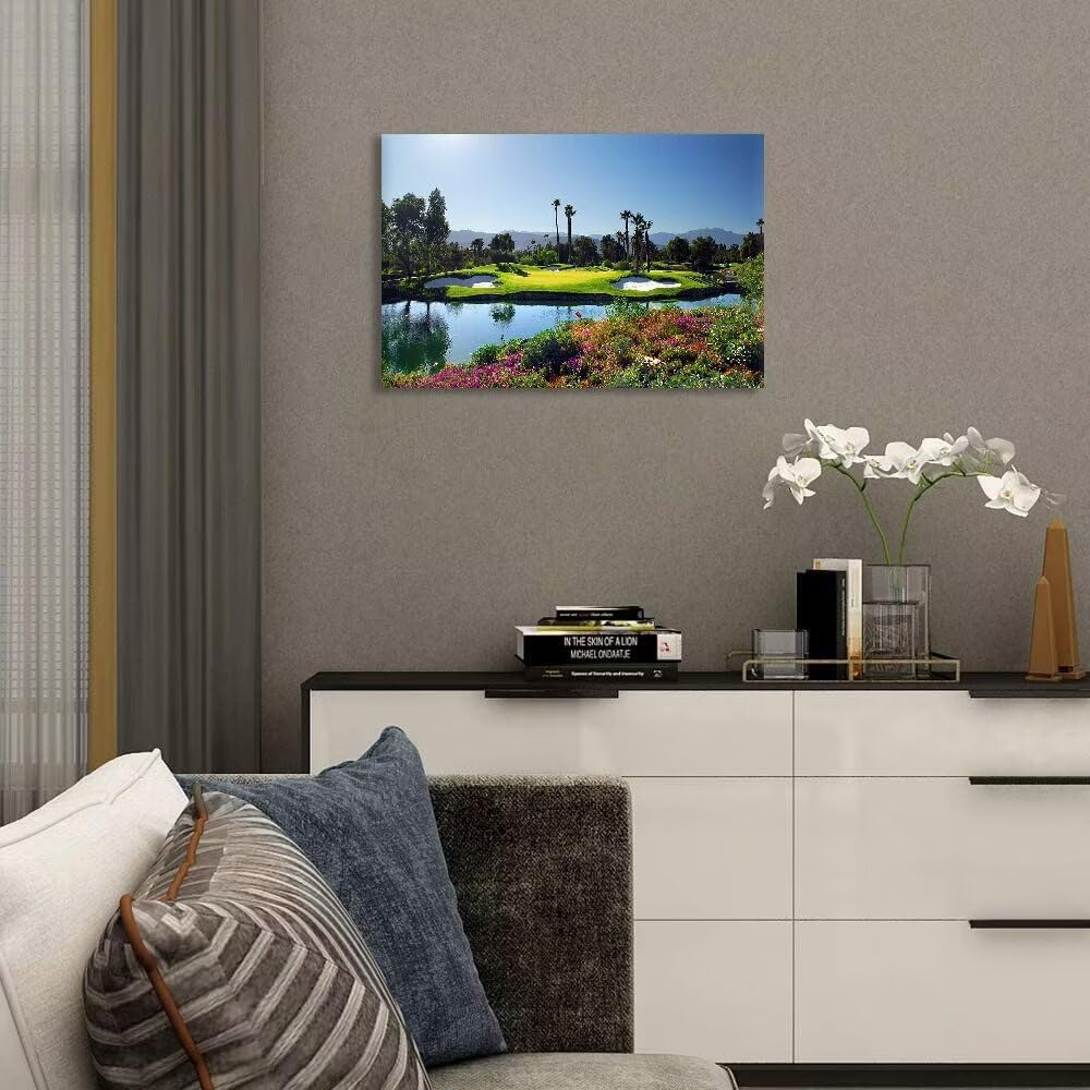 chenchenArt Indian Wells Golf Course Wall Art Picture Golf Course Poster Wall Decor for Living Room Bedroom Home Decorations Golf Artwork Canvas Prints Framed Ready to Hang(12''H x 16''W)