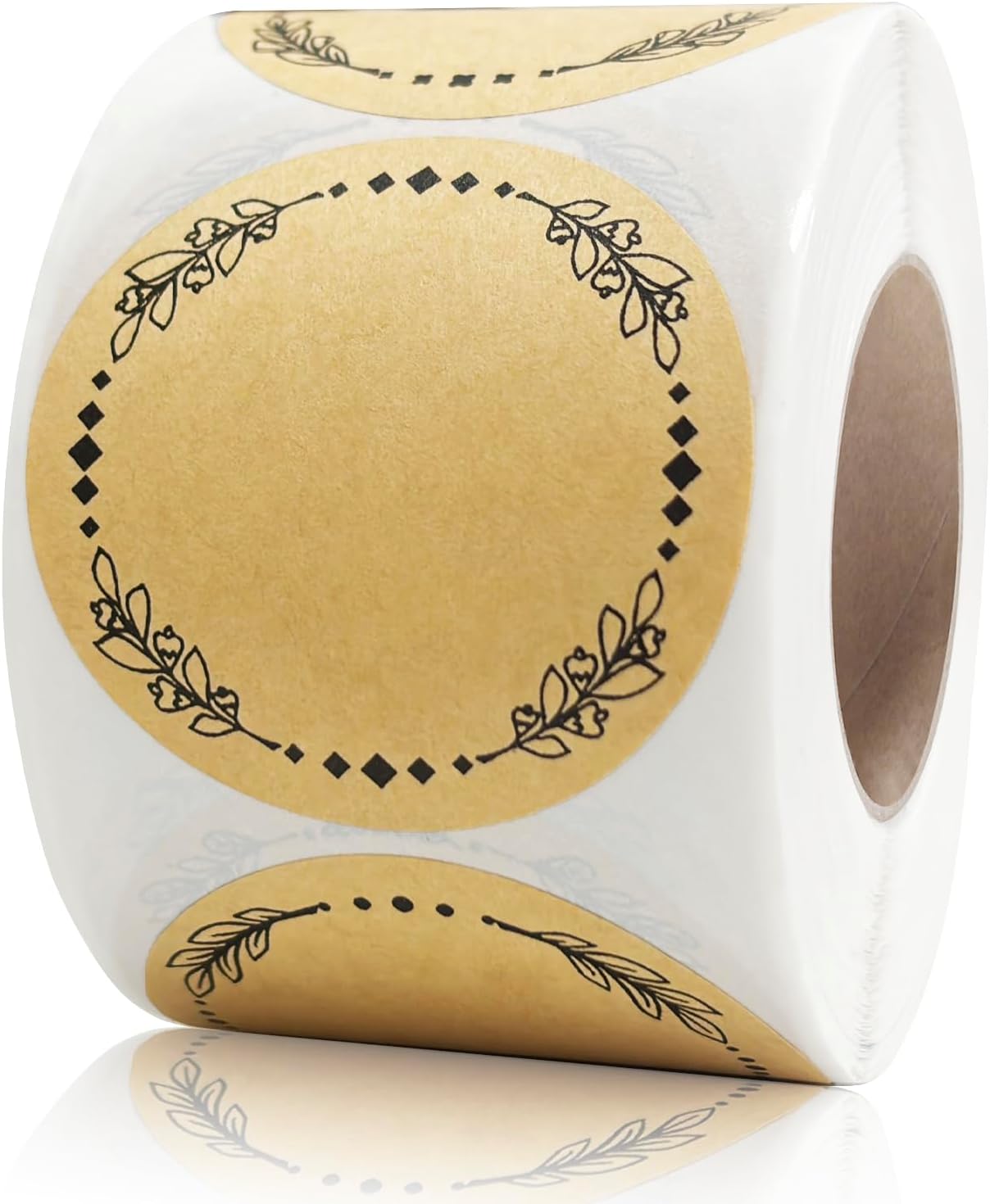 2" Canning Labels for Jars & Lids, 500 Labels per Roll, 4 Different Wreath Designs, Round Kraft Christmas Mason Jar Stickers, Food Labels Pantry Labels, Mason Jar Labels Spice Labels Bottle Labels